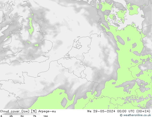 zachmurzenie (niskie) Arpege-eu śro. 29.05.2024 00 UTC