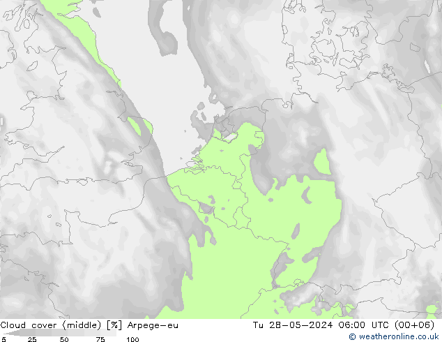 Wolken (mittel) Arpege-eu Di 28.05.2024 06 UTC