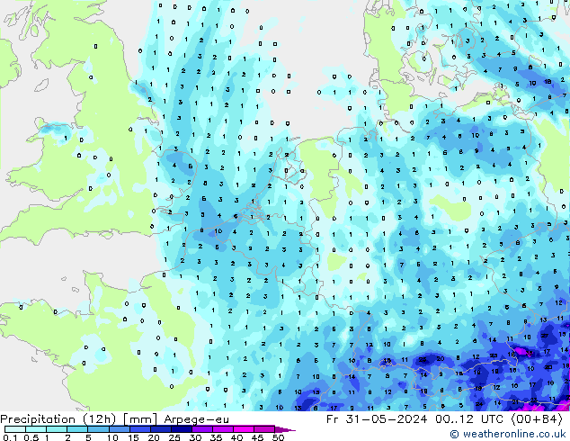 Precipitation (12h) Arpege-eu Fr 31.05.2024 12 UTC