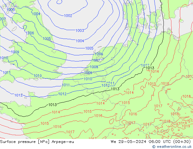 Luchtdruk (Grond) Arpege-eu wo 29.05.2024 06 UTC