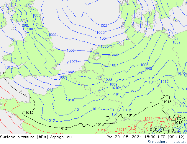 Luchtdruk (Grond) Arpege-eu wo 29.05.2024 18 UTC