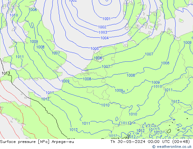 Surface pressure Arpege-eu Th 30.05.2024 00 UTC