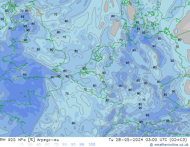 RH 925 hPa Arpege-eu  28.05.2024 03 UTC