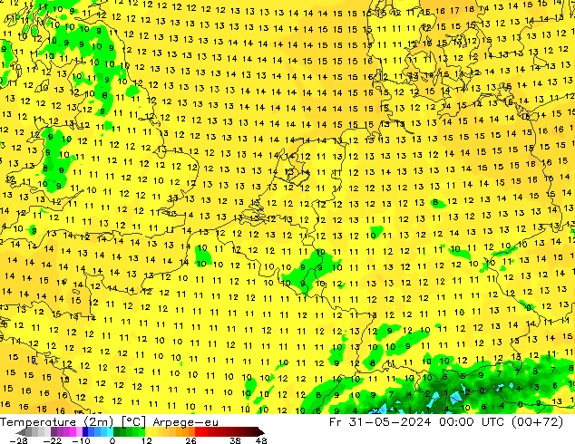 Temperature (2m) Arpege-eu Fr 31.05.2024 00 UTC