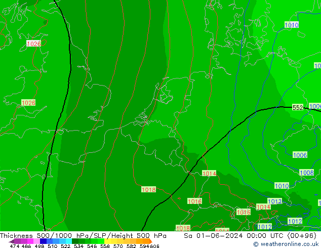 Thck 500-1000hPa Arpege-eu sam 01.06.2024 00 UTC