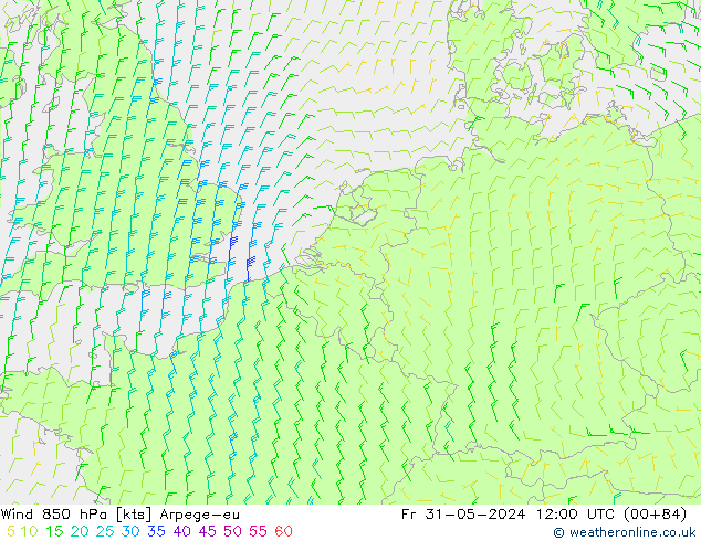 wiatr 850 hPa Arpege-eu pt. 31.05.2024 12 UTC