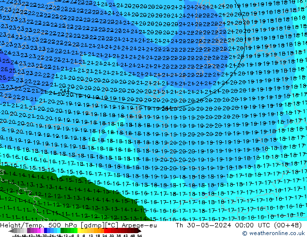 Hoogte/Temp. 500 hPa Arpege-eu do 30.05.2024 00 UTC