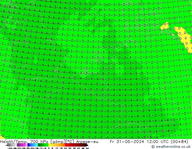 Height/Temp. 700 hPa Arpege-eu  31.05.2024 12 UTC