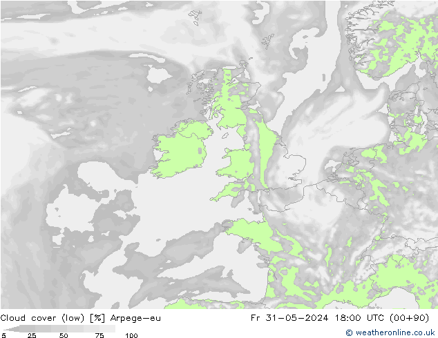 Nubi basse Arpege-eu ven 31.05.2024 18 UTC