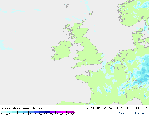 Neerslag Arpege-eu vr 31.05.2024 21 UTC