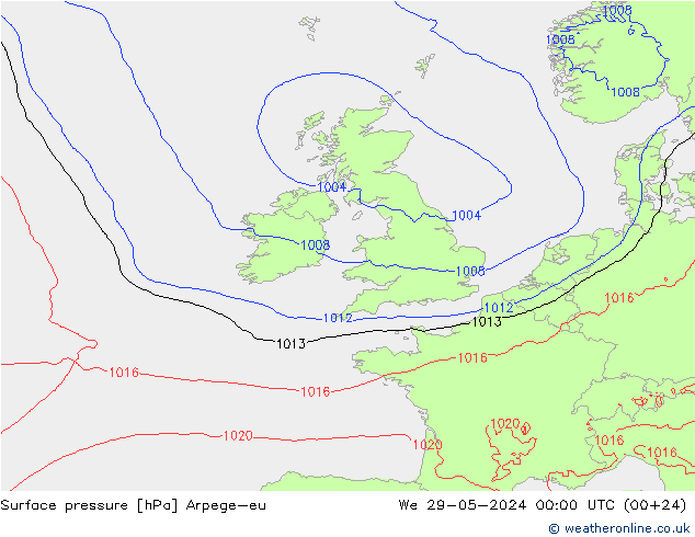 Surface pressure Arpege-eu We 29.05.2024 00 UTC