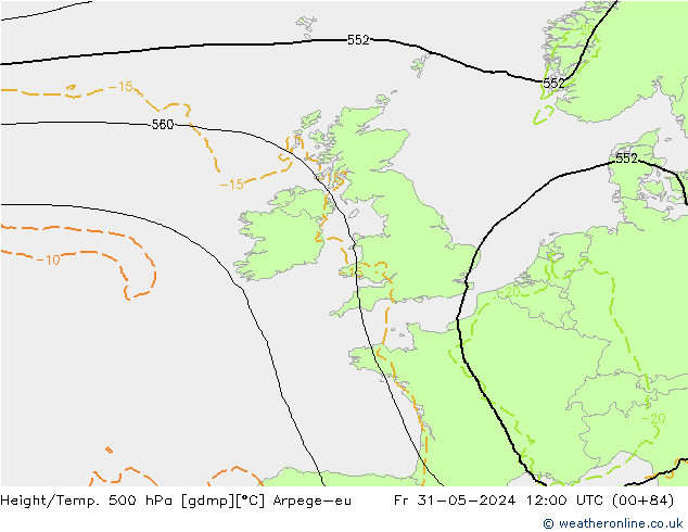 Height/Temp. 500 hPa Arpege-eu Fr 31.05.2024 12 UTC