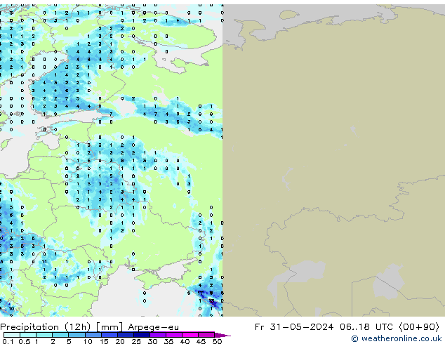 Precipitation (12h) Arpege-eu Fr 31.05.2024 18 UTC