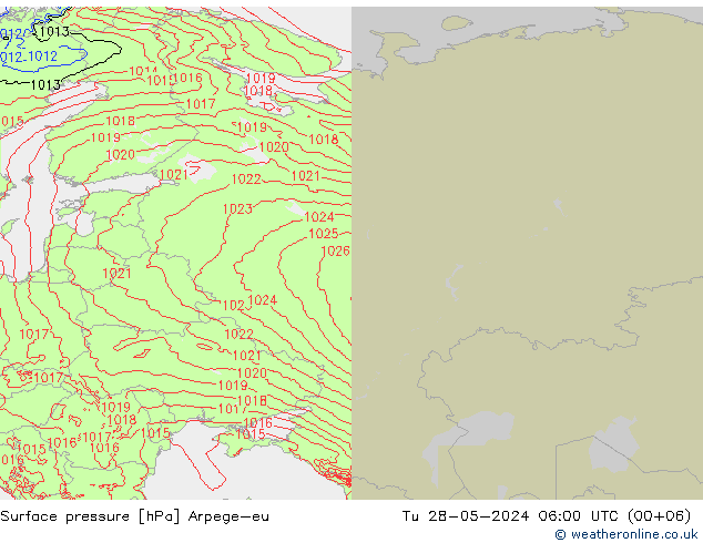 Surface pressure Arpege-eu Tu 28.05.2024 06 UTC