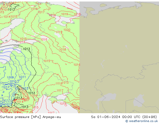 Pressione al suolo Arpege-eu sab 01.06.2024 00 UTC