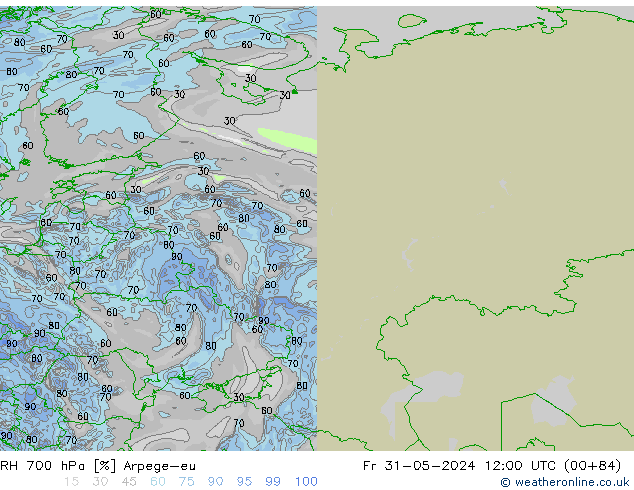 700 hPa Nispi Nem Arpege-eu Cu 31.05.2024 12 UTC