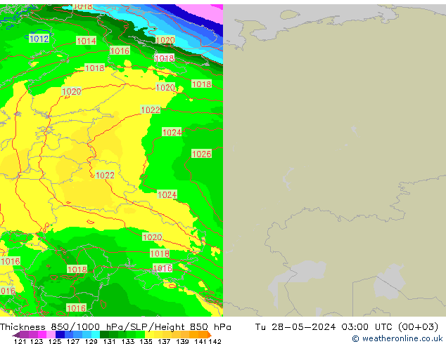 850-1000 hPa Kalınlığı Arpege-eu Sa 28.05.2024 03 UTC