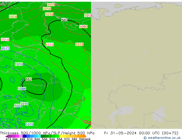 500-1000 hPa Kalınlığı Arpege-eu Cu 31.05.2024 00 UTC