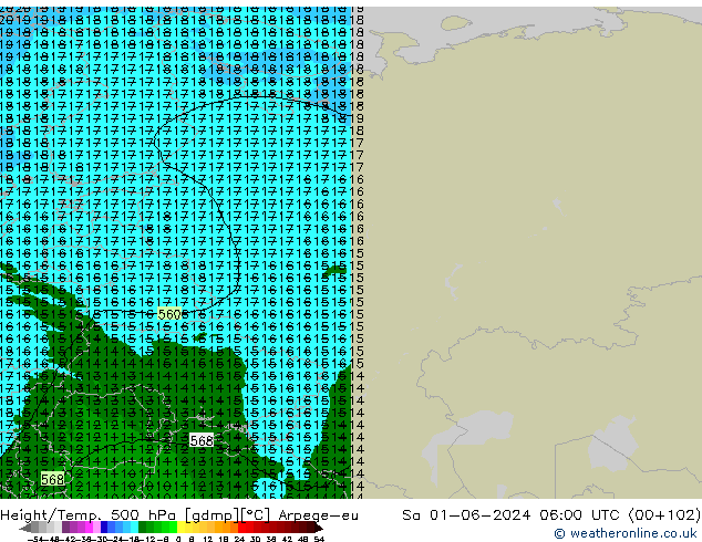 Height/Temp. 500 hPa Arpege-eu Sa 01.06.2024 06 UTC