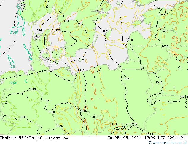 Theta-e 850hPa Arpege-eu  28.05.2024 12 UTC