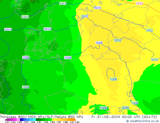 Thck 850-1000 hPa Arpege-eu Fr 31.05.2024 00 UTC