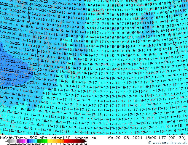 Hoogte/Temp. 500 hPa Arpege-eu wo 29.05.2024 15 UTC