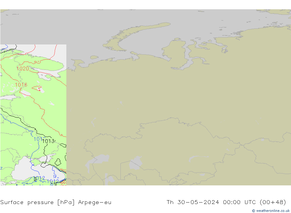 Surface pressure Arpege-eu Th 30.05.2024 00 UTC