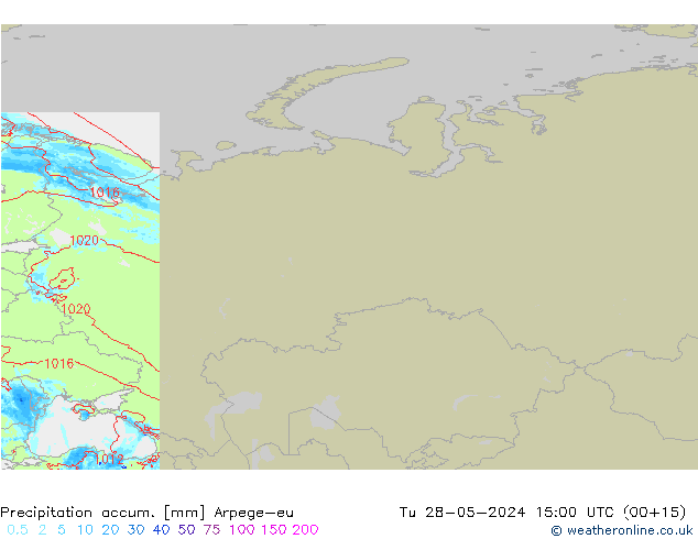 Precipitation accum. Arpege-eu Tu 28.05.2024 15 UTC