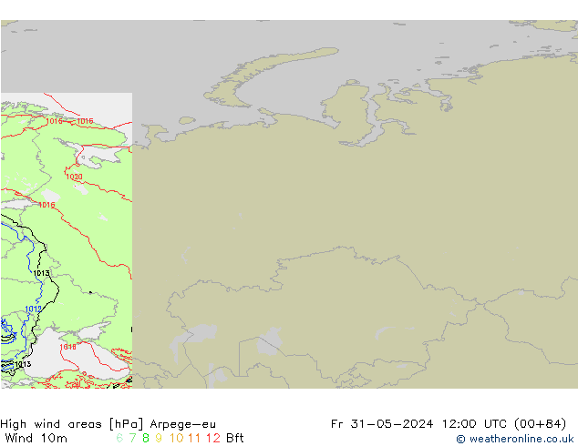 High wind areas Arpege-eu Fr 31.05.2024 12 UTC