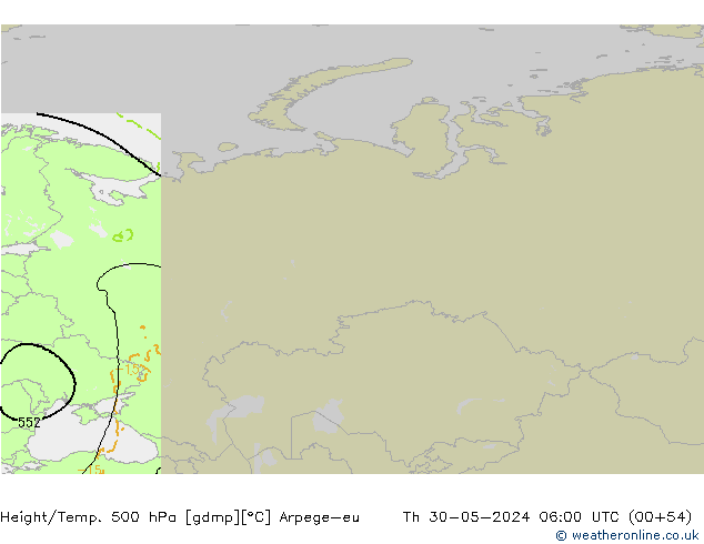 Height/Temp. 500 hPa Arpege-eu Čt 30.05.2024 06 UTC