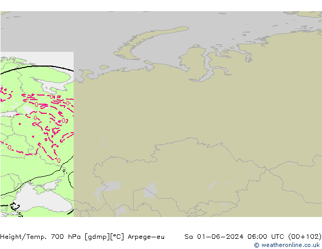 Height/Temp. 700 hPa Arpege-eu Sa 01.06.2024 06 UTC