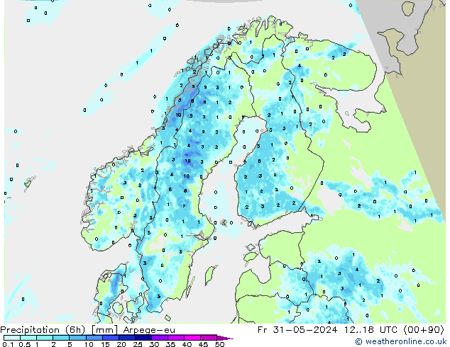 Precipitation (6h) Arpege-eu Fr 31.05.2024 18 UTC