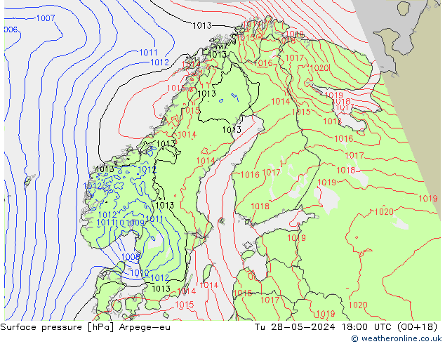 Presión superficial Arpege-eu mar 28.05.2024 18 UTC