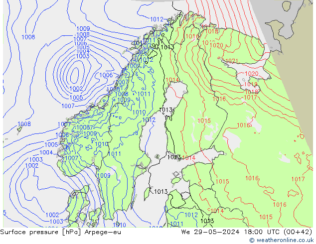 Luchtdruk (Grond) Arpege-eu wo 29.05.2024 18 UTC