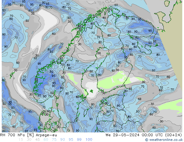 RV 700 hPa Arpege-eu wo 29.05.2024 00 UTC