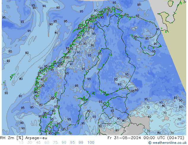 RH 2m Arpege-eu Fr 31.05.2024 00 UTC