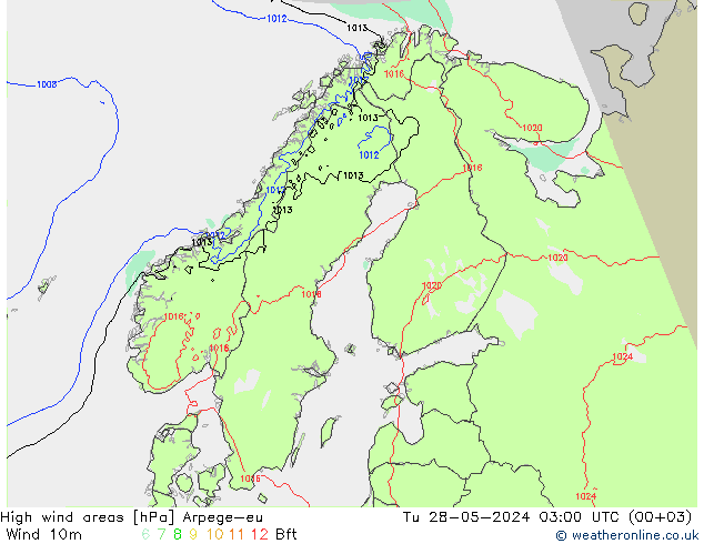 Windvelden Arpege-eu di 28.05.2024 03 UTC