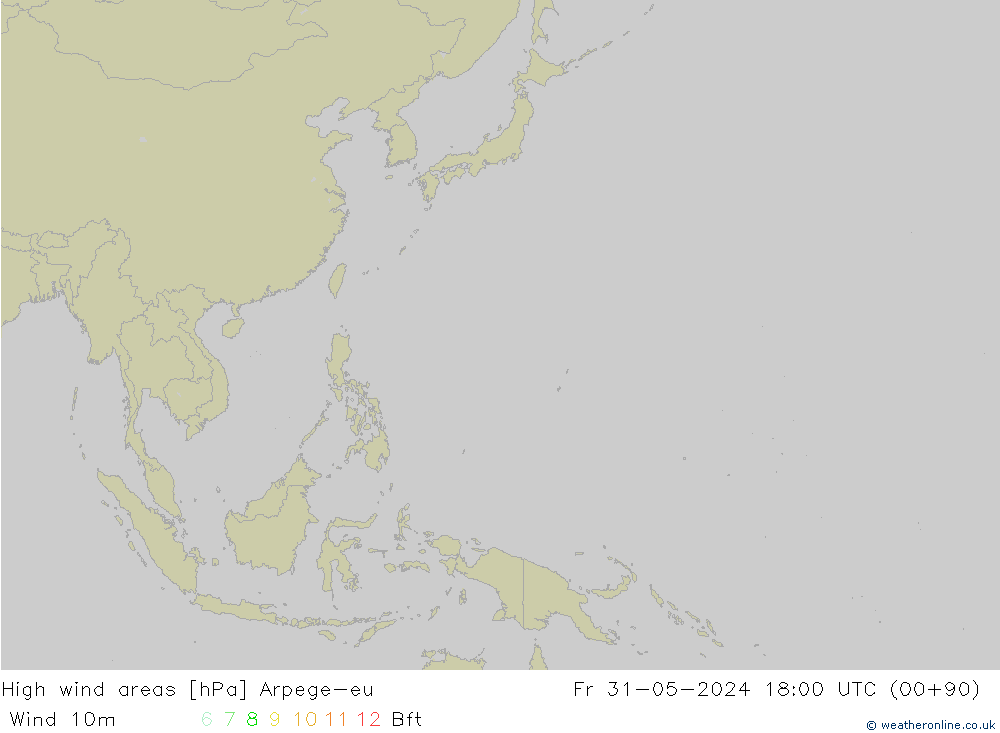 High wind areas Arpege-eu Fr 31.05.2024 18 UTC