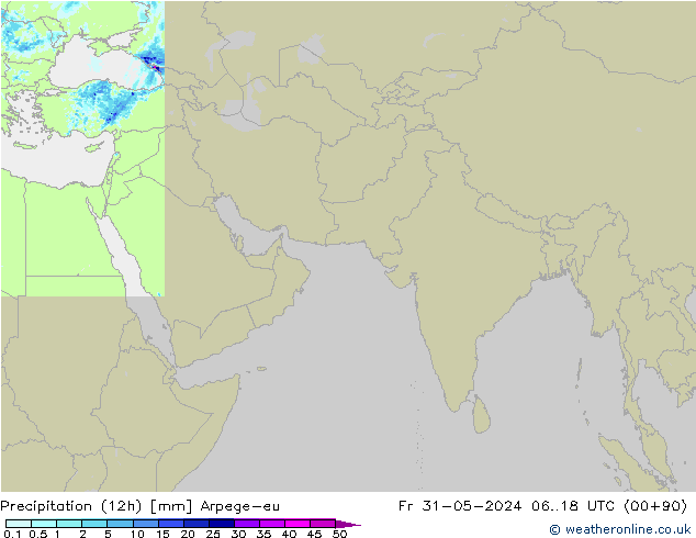 Yağış (12h) Arpege-eu Cu 31.05.2024 18 UTC