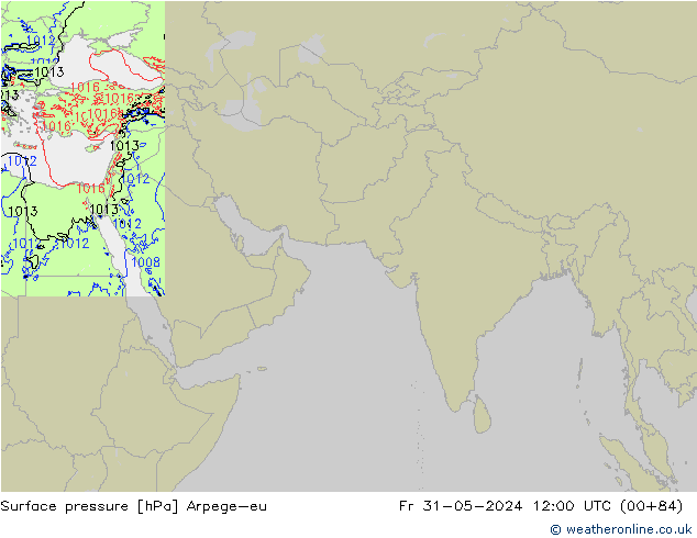 Atmosférický tlak Arpege-eu Pá 31.05.2024 12 UTC