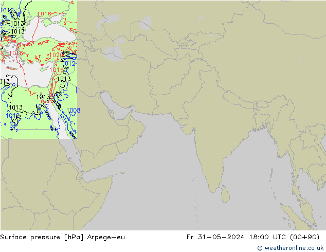 Atmosférický tlak Arpege-eu Pá 31.05.2024 18 UTC