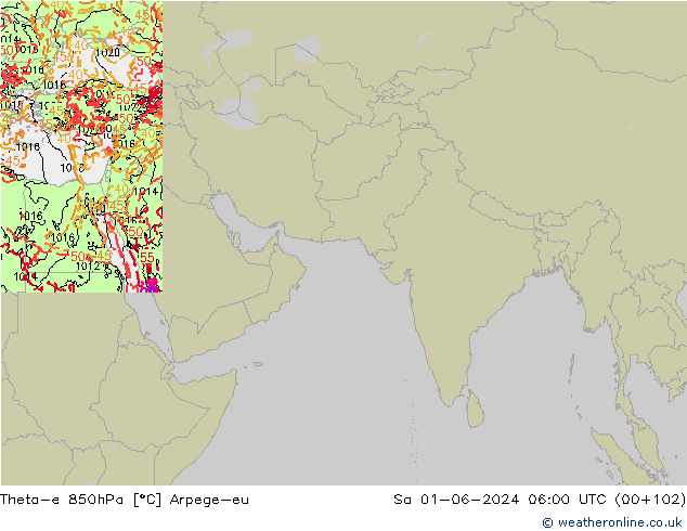 Theta-e 850hPa Arpege-eu Cts 01.06.2024 06 UTC