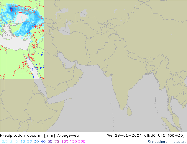 Precipitation accum. Arpege-eu  29.05.2024 06 UTC