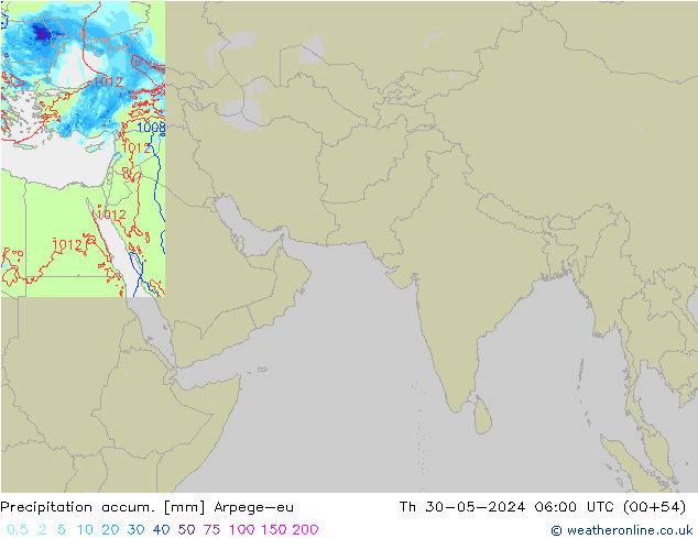 Précipitation accum. Arpege-eu jeu 30.05.2024 06 UTC