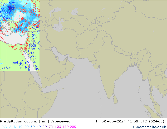 Precipitation accum. Arpege-eu Th 30.05.2024 15 UTC