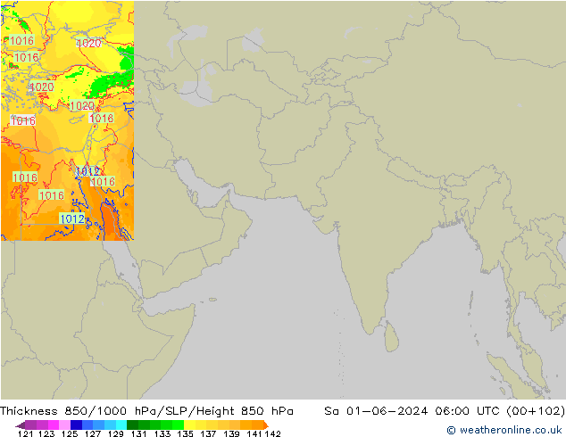 Thck 850-1000 hPa Arpege-eu sam 01.06.2024 06 UTC