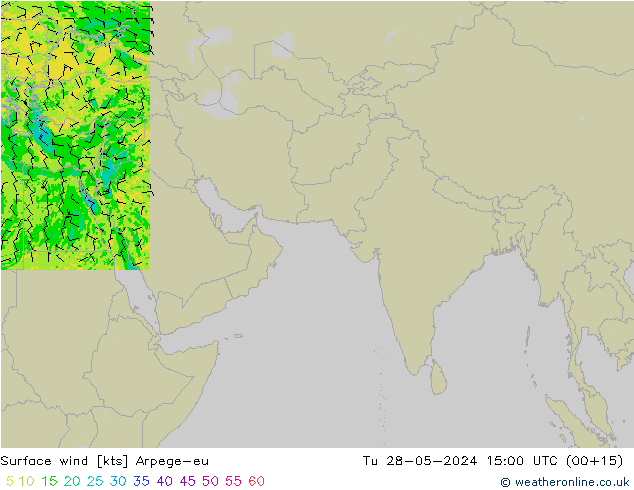 Surface wind Arpege-eu Tu 28.05.2024 15 UTC