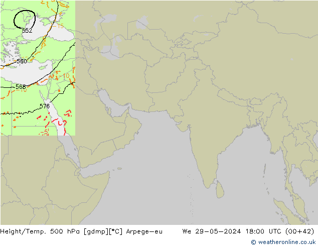 Geop./Temp. 500 hPa Arpege-eu mié 29.05.2024 18 UTC