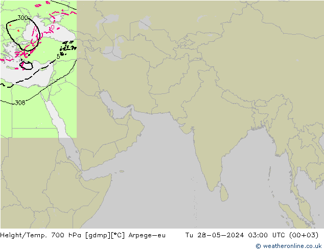 Height/Temp. 700 hPa Arpege-eu Di 28.05.2024 03 UTC