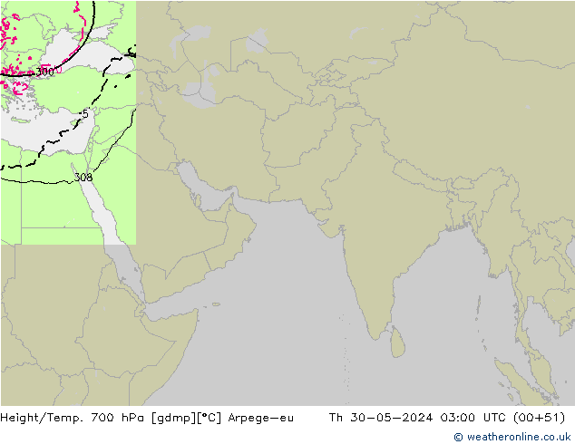 Yükseklik/Sıc. 700 hPa Arpege-eu Per 30.05.2024 03 UTC